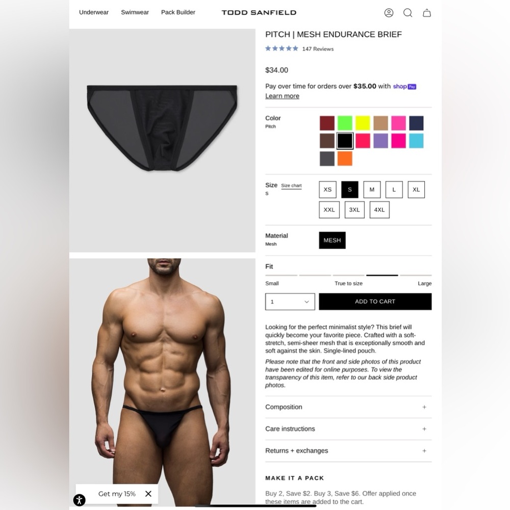 Todd Sanfield, Pine, Mesh Endurance Briefs